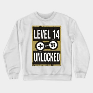 'Level 14 Unlocked' Funny Video Gamer Gift Crewneck Sweatshirt